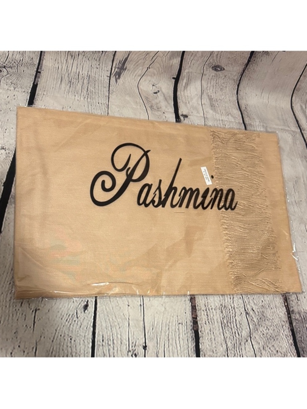 🆕 Pashmina Scarf Wrap Fringe Shawl in Beige